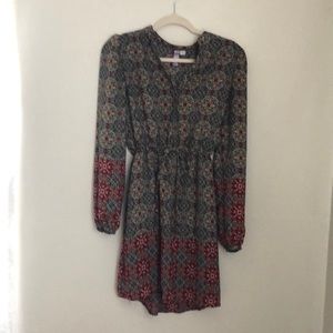 Long sleeve patterned dress